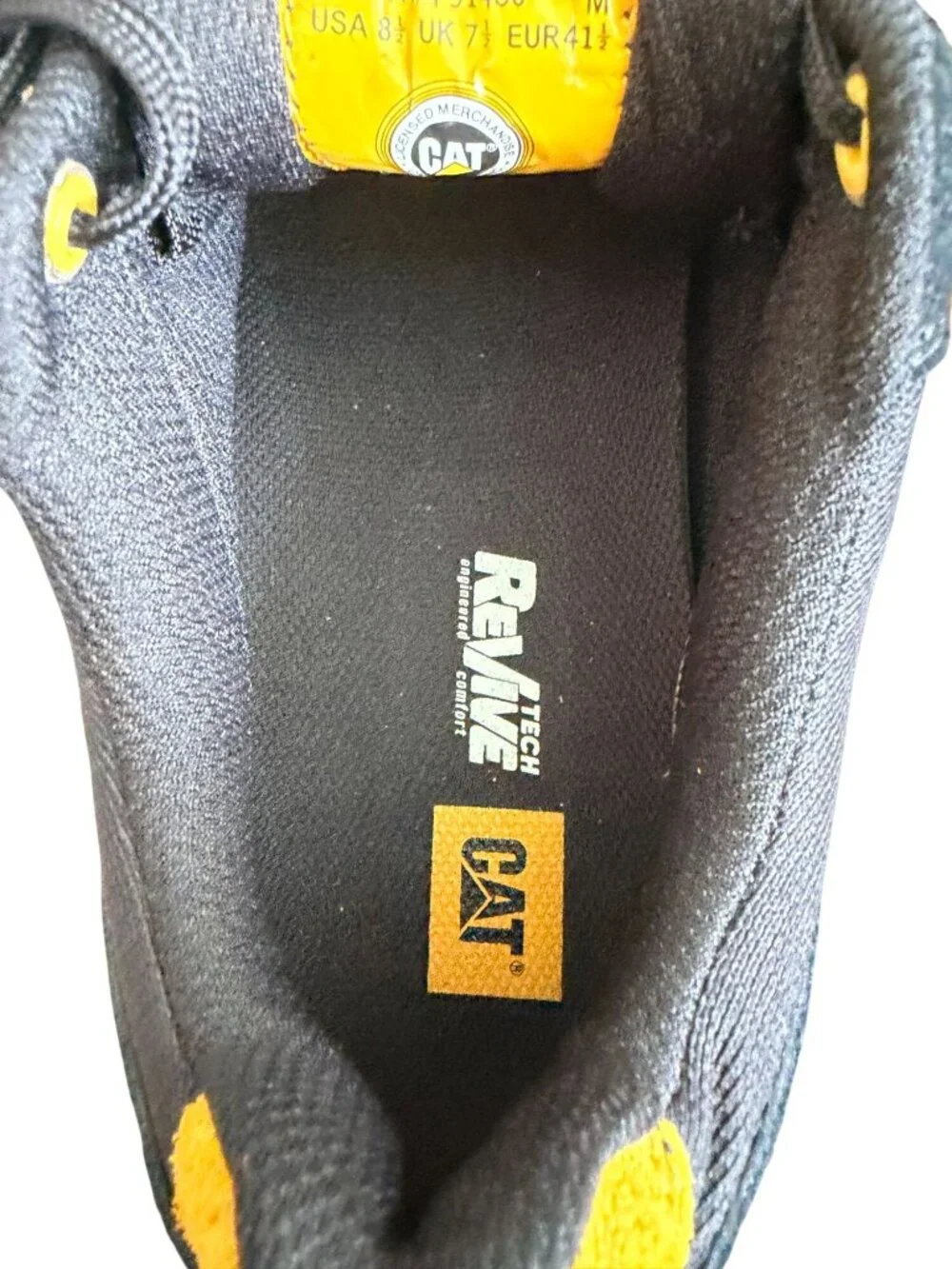CATERPILLAR Men’s Black Yellow Sneakers Size 8.5